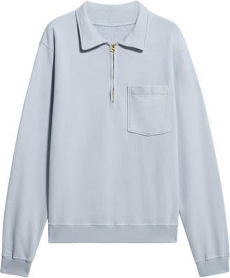 Fortela Yalep Brushed Jersey Quarter Zip Collared Sweatshirt in Indaco at Nordstrom, Size Xx-Large