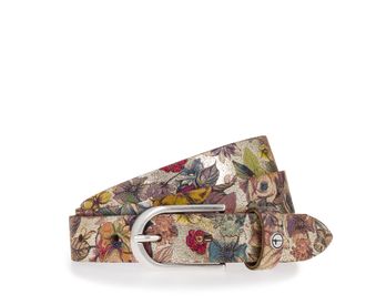 Tamaris Lederg&uuml;rtel TAMARIS, Damen, Gr. 11,5, bunt (gold, mutli), Rindsleder, G&uuml;rtel Lederg&uuml;rtel, stilvolles Leo-Muster, hochwertiges Rindleder mit Vintage-Fi