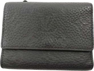 Louis Vuitton Black Leather Wallet (Tri-Fold) (Pre-Owned)