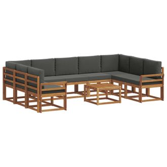 vidaXL Conjunto De Sof&aacute;s De Exterior 10 Pcs Natural Y Antracita Vidaxl