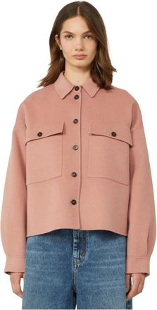Max Mara Light Jackets, female, Pink, Size: 2XS Kort skjortejakke med sidesplitter