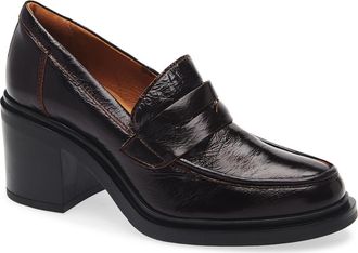 Miz Mooz Day Block Heel Penny Loafer in Bordeaux Patent at Nordstrom Rack, Size 7.5-8Us / 38Eu