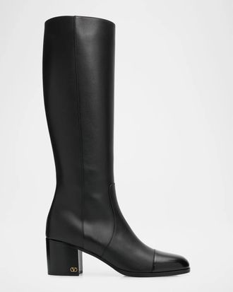 Valentino Garavani 60mm Zimmy Leather Knee-High Boots