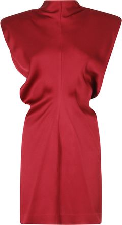 Federica Tosi Ruby Padded Straps Front Pleat Acetate-Blend Mini Dress