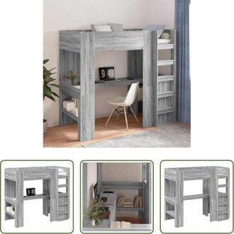 vidaXL Scrivania - Struttura letto a castello con scrivania Grigio Sonoma