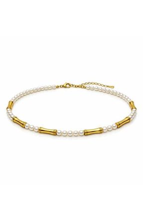 Argento Vivo Bamboo & Faux Pearl Choker Necklace in Gold at Nordstrom