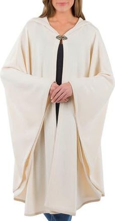 Patricia Nash Hooded Faux Leather Trim Cable Knit Cape in Off White at Nordstrom Rack