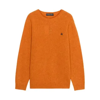 Brooks Brothers Truien & Vesten, Heren, Oranje, M, Wol, Shetland Wol Trui met Logo