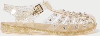 Loeffler Randall Womens Rhys Glitter Jelly Sandal In Champagne