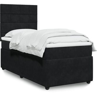 vidaXL Cama Box Spring Con Colch&oacute;n Terciopelo Negro 100x200 Cm Vidaxl
