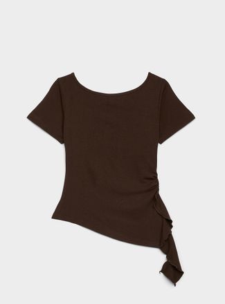 Twik Womens Wavy ruffle fitted asymmetrical T-shirt