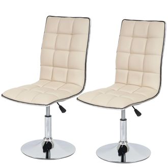 Hhg [nunca Usado] Juego De 2 Sillas De Comedor Hhg-834, Silla De Cocina, Regulable En Altura, Giratoria, Piel Sint&eacute;tica Con Certificaci&oacute;n Mvg, Color Crema