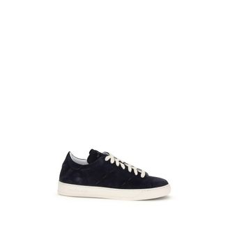 Kiton Blue Calf Leather Bos Taurus Low Top Mens Sneakers