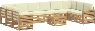 vidaXL Conjunto De Sof&aacute;s De Exterior 11 Uds. Blanco Y Crema Poli&eacute;ster Vidaxl