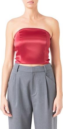 endless rose Strapless Satin Crop Top in Ruby at Nordstrom Rack, Size X-Small