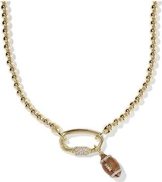 Kendra Scott Football Metal Strand Womens Necklace Womens Necklace Gold Metal White CZ, Brass/Gold-Plated