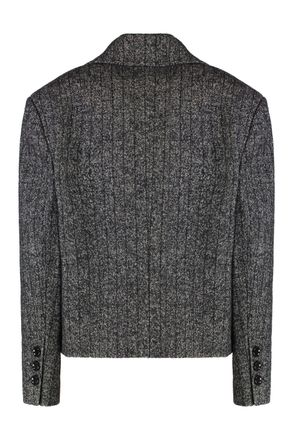 Dolce & Gabbana Womens Double-Breasted Wool Jacket Grey Virgin Blazers