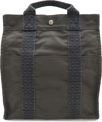 Herm&egrave;s Gray Canvas Backpack Shoulder Bag (Pre-Owned)