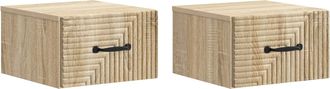 vidaXL Mesita De Noche De Pared 2 Uds. Roble Sonoma 34,5 X 33 X 20 Cm Vidaxl