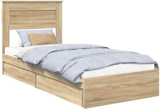 vidaXL Storage Bed with Drawer Sonoma Oak 90 x 200 cm Engineered Wood vidaXL