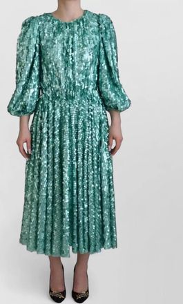 Dolce & Gabbana nylon sequined pleated a-line midi dress