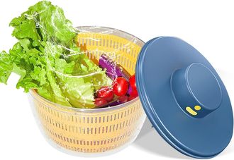 No Brand Centrifugadora El&eacute;ctrica Para Ensaladas, Centrifugadora De Ensaladas De Gran Capacidad De 4 Litros, Lavadora Y Secadora De Frutas Y Verduras Recargabl