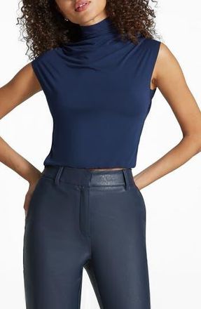 Commando Butter Draped Funnel Neck Crop Top in Navy at Nordstrom Rack, Size X-Large