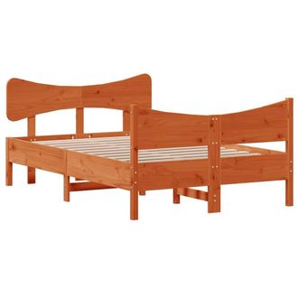Berkfield Home Beautiful Bed Frame without Mattress Wax Brown 120x200 cm Solid W | Size: Small Double