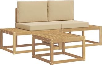 vidaXL Conjunto De Sof&aacute;s De Exterior 3 Uds. Y Beige Poli&eacute;ster Vidaxl