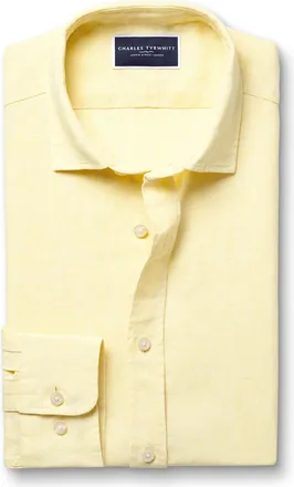 CHARLES TYRWHITT Pure Linen Shirt - Lemon Yellow Size XXL by Charles Tyrwhitt