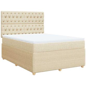 vidaXL Vidaxl - Cama Box Spring Con Colch&oacute;n Tela Color Crema 140x190 Cm