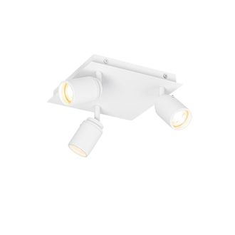 QAZQA Qazqa Moderno Foco De Ba&ntilde;o Inteligente Blanco Cuadrado 3 Luces Ip44 Incl. 3 Wifi Gu10 50mm - Ducha Acero /aluminio /vidrio Cuadrada Adecuado Para Led 