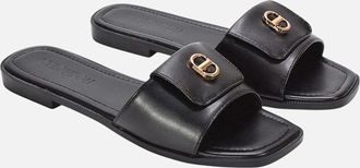 XY London Womens XY London Womens/Ladies Leigh Buckle Detail Flat Sliders - Black - Size: 7