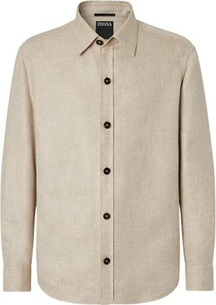 Ermenegildo Zegna Shirt Zegna - Heren - Casual Overhemden - Beige - L - Overhemden