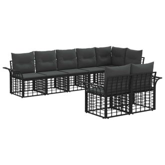 vidaXL Conjunto De Sof&aacute;s De Exterior 8 Pcs Negro Y Gris Oscuro Vidaxl