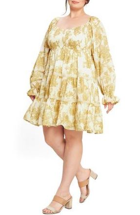 Flying Tomato Print Long Sleeve Dress in Off White/Yellow at Nordstrom Rack, Size 3 X