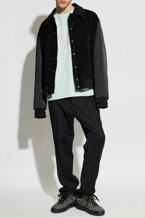 Balmain T-shirt With Printed Logo, Mens, Green