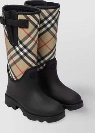 Burberry tall check pattern knee-high rubber boots