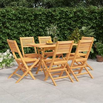 Berkfield Home 7 Piece Garden Dining Set Solid Wood Teak in Brown