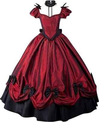 Generic Renaissance Costume, Womens Medieval Rococo Dress Gorgeous Puff Sleeve Queen Vampire Ball Gown Gothic Victorian Dresses Renaissance Costume