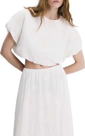 Mango Embroidered Top in Ecru at Nordstrom, Size 8