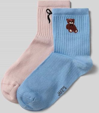 Jake*s Casual Socken mit Label-Print im 2er-Pack in Hellrosa, Gr&ouml;&szlig;e 35-38
