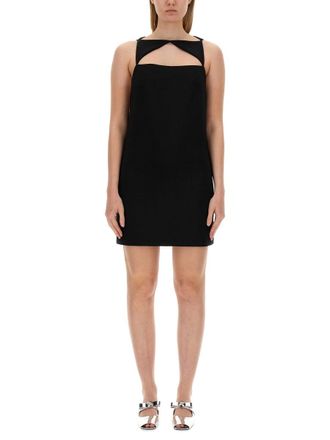 Versace Wool Blend Straight Mini Dress With Cut-Out