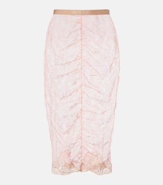 Valentino Gonna midi in pizzo floreale