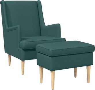 vidaXL Sill&oacute;n Con Pouf 2 Uds. Verde Oscuro Tela Vidaxl