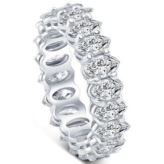 Pompeii3 4Ct T. W. Marquise Cut Natural Diamond Eternity Wedding Ring White or Yellow Gold