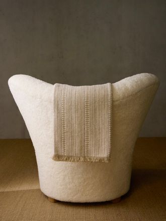 De Le Cuona Assegai Linen Fringed and Suede-Edge Throw (94.5in/2.4m)