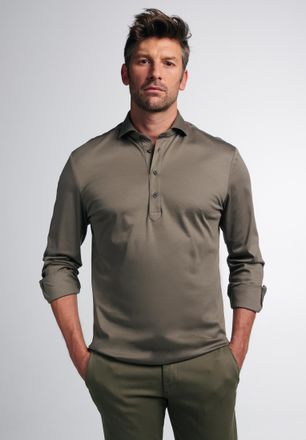Eterna Langarmhemd ETERNA MODERN FIT, Herren, Gr. 41, Normalgr&ouml;ssen, taupe, Jersey, 100% cotton, tailliert, Manschette, Hemden Langarmhemd, NON IRON (b&uuml;gelfr