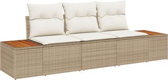 vidaXL Vidaxl - Conjunto De Sof&aacute; De Jard&iacute;n Con Coj&iacute;n 3 Pcs Beige Polirat&aacute;n