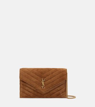 Saint Laurent Cassandre Mini suede wallet on chain